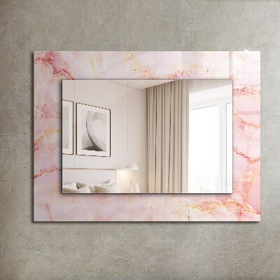 Espejo marco estampado Motivo de mármol rosa