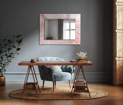 Espejo marco estampado Motivo de mármol rosa