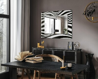 Espejo marco estampado Ondas en blanco y negro