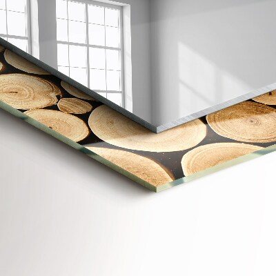 Espejo con decoración Sección transversal de troncos de árboles
