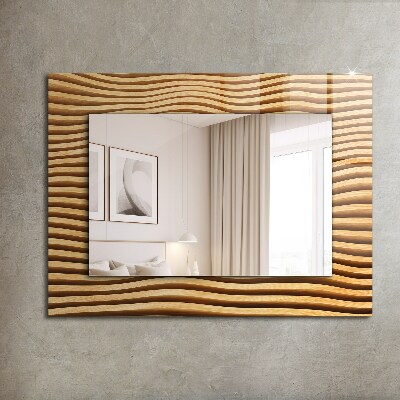 Espejo con marco impreso Ondas en la madera