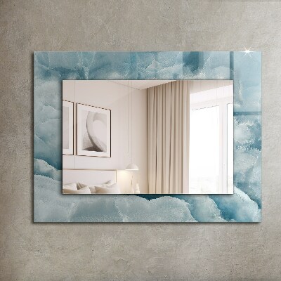 Espejo marco con estampado Mármol azul texturas