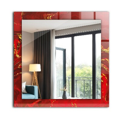 Espejo con marco impreso Pintura abstracta roja