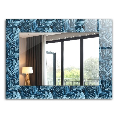 Espejo marco con estampado Diseños de hojas azules