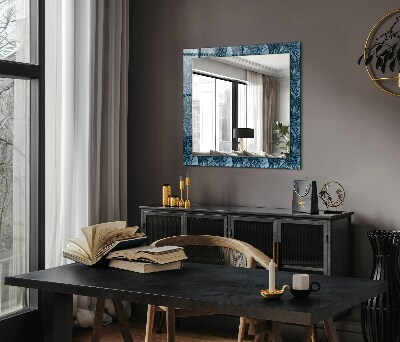 Espejo marco con estampado Diseños de hojas azules