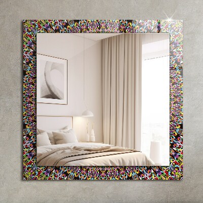 Espejo marco con estampado Mandala de color
