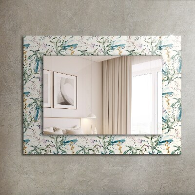 Espejo marco estampado Motivo floral en acuarela