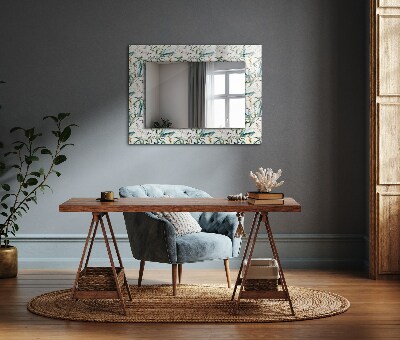 Espejo marco estampado Motivo floral en acuarela