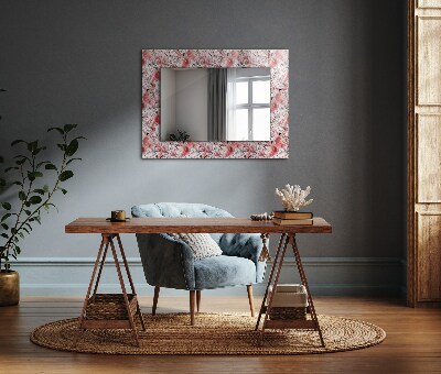 Espejo marco con estampado Flamencos rosas