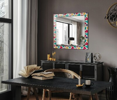 Espejo marco estampado Corazones de colores