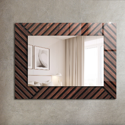Espejo con marco impreso Líneas diagonales en hueso