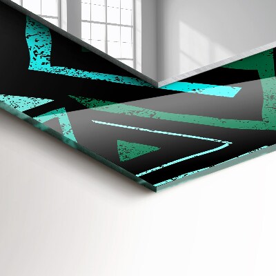 Espejo marco estampado Motivos geométricos en turquesa