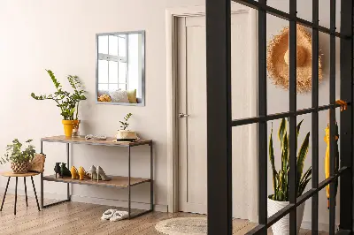 Espejo de pared con marco plateado moderno y elegante
