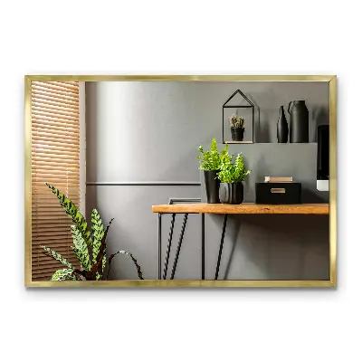 Espejo de pared con marco dorado complemento de estilo elegante