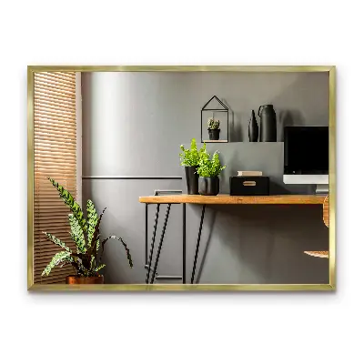 Espejo de pared con marco dorado complemento de estilo elegante