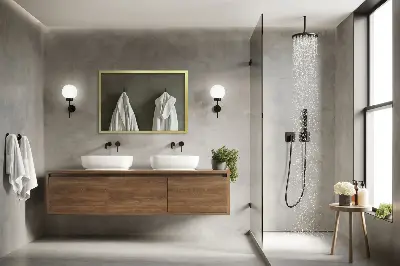 Espejo de pared con marco dorado complemento de estilo elegante
