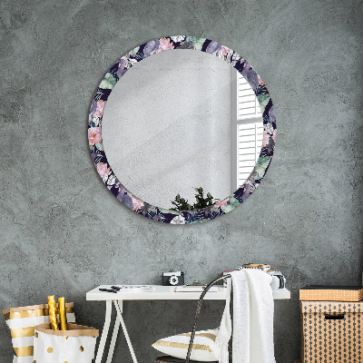 Espejo redondo decorativo impreso Grullas pájaros