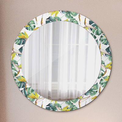 Espejo redondo decorativo impreso Hojas tropicales
