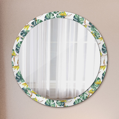 Espejo redondo decorativo impreso Hojas tropicales