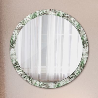 Espejo redondo decorativo impreso Hojas acuarela