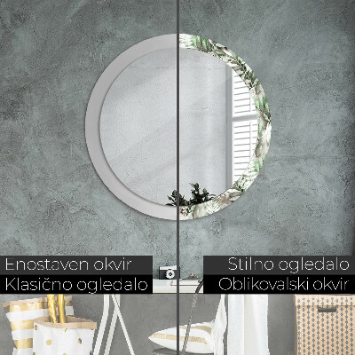 Espejo redondo decorativo impreso Hojas acuarela