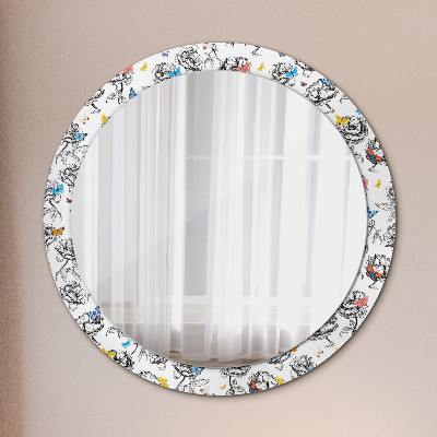 Espejo redondo con marco impreso Mariposa