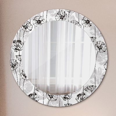 Espejo redondo estampado Flores amapolas