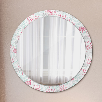 Espejo redondo decorativo impreso Flores