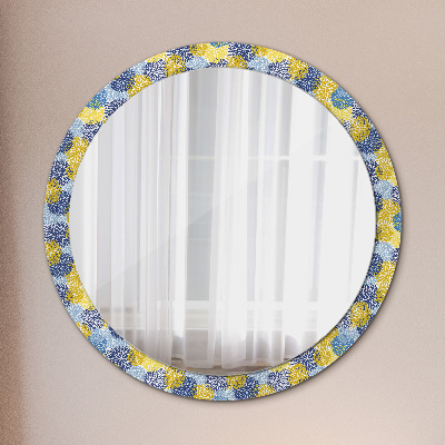 Espejo redondo decorativo impreso Flores azules
