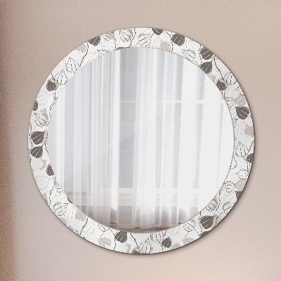 Espejo redondo con marco impreso Floral abstracto