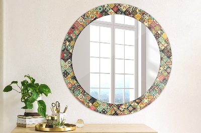 Espejo redondo decorativo impreso Floral étnico