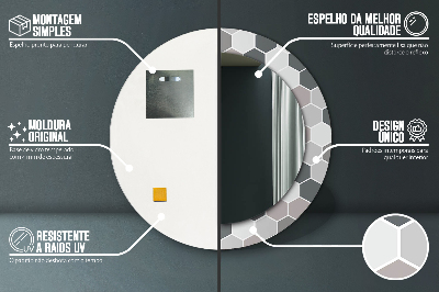 Espejo redondo decorativo impreso Patrón hexagonal