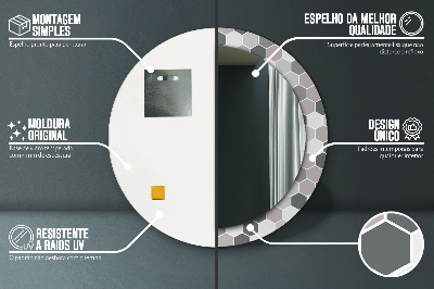 Espejo redondo decorativo impreso Patrón hexagonal