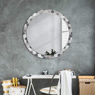 Espejo redondo decorativo impreso Patrón hexagonal