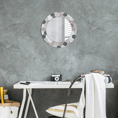 Espejo redondo decorativo impreso Patrón hexagonal