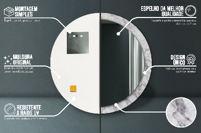 Espejo redondo decorativo impreso Mármol blanco