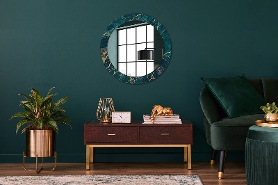 Espejo redondo con marco impreso Mármol verde malaquita
