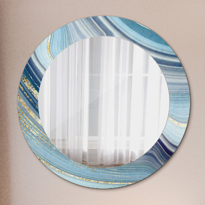 Espejo redondo con marco impreso Mármol azul