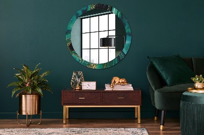 Espejo redondo estampado Mármol verde esmeralda