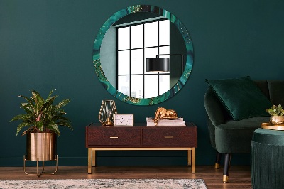 Espejo redondo estampado Mármol verde esmeralda
