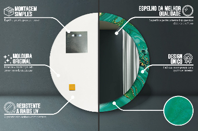 Espejo redondo con marco impreso Mármol ágata jaspe