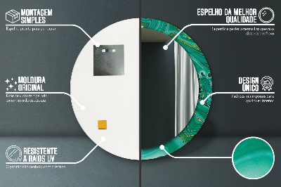 Espejo redondo con marco impreso Mármol ágata jaspe