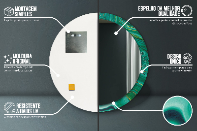 Espejo redondo con marco impreso Mármol ágata jaspe