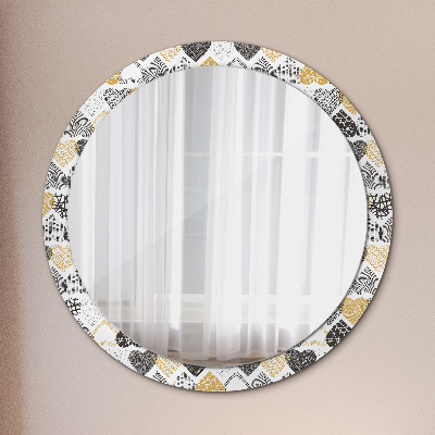 Espejo redondo decorativo impreso Corazones garabato