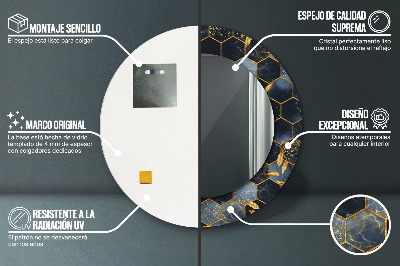 Espejo redondo decorativo impreso Hexágono de mármol