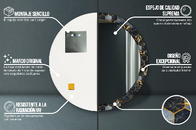 Espejo redondo decorativo impreso Hexágono de mármol