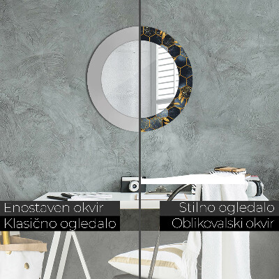 Espejo redondo decorativo impreso Hexágono de mármol