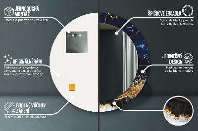 Espejo redondo decorativo impreso Mármol azul