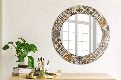 Espejo redondo decorativo impreso Patrón turco