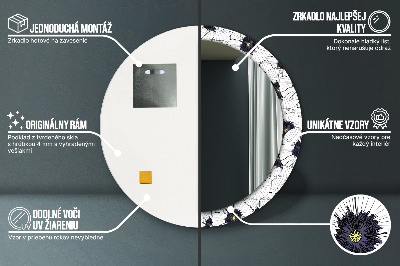 Espejo redondo estampado Composición lineal de flores